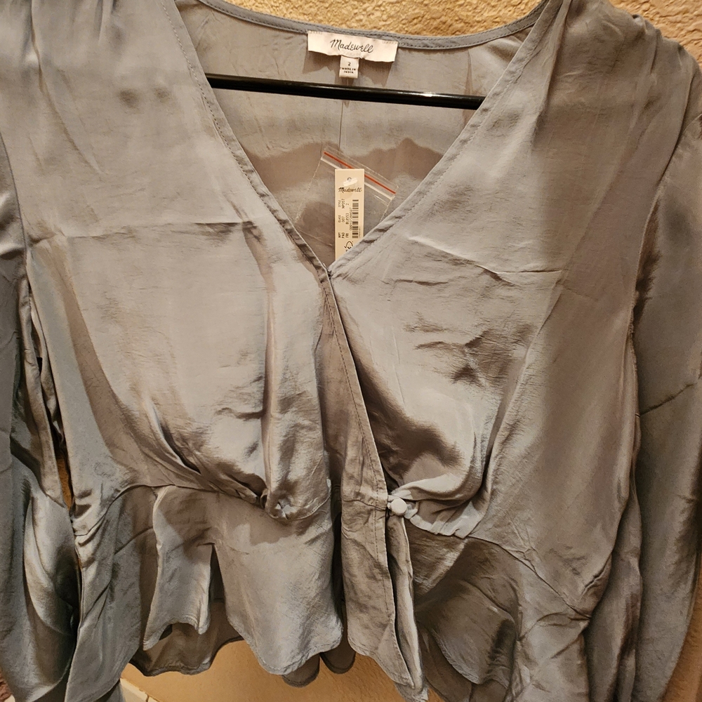 NWT Madewell Blue Wrap Top